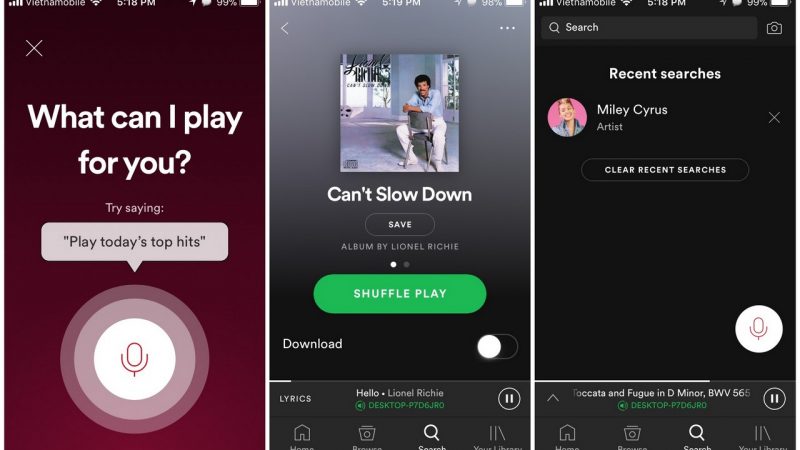 Trải nghiệm thử tính năng tìm kiếm bằng giọng nói trên Spotify