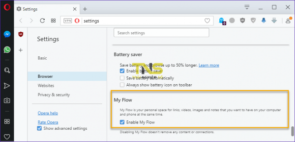 Cách dùng tính năng Flow trên Opera