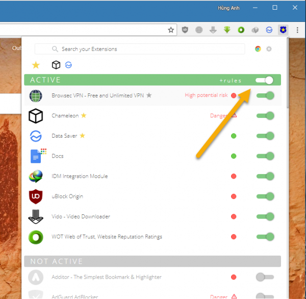Cách tắt nhanh toàn bộ Chrome Extension
