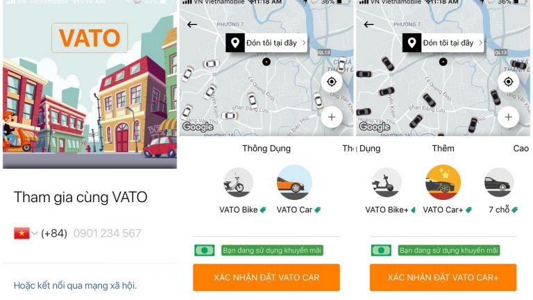 Cách đặt xe bằng ứng dụng VATO