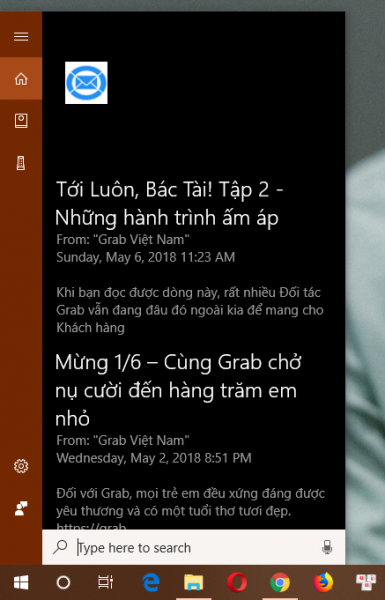 Tìm kiếm, đọc thư Gmail trên Windows 10 với Cortana