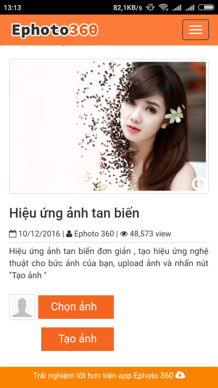 Cách tạo ảnh tan biến cực nhanh trên điện thoại không cần cài ứng dụng