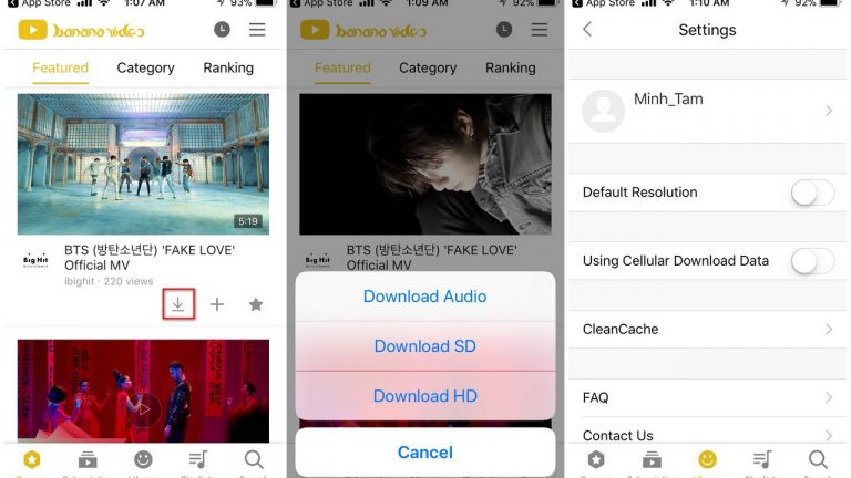 BananaVideo – ứng dụng cho phép tải video YouTube, nghe khi tắt màn hình