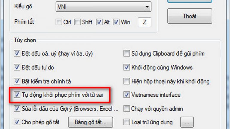 Chức năng Tự động khôi phục phím với từ sai trên EVkey là gì?