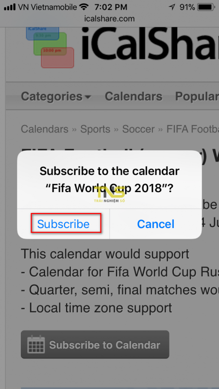 Cách thêm lịch thi đấu World Cup 2018 vào iPhone