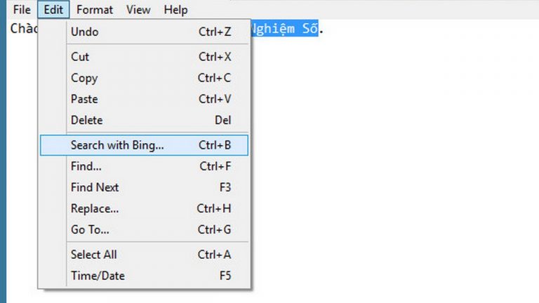 Cách tìm kiếm Bing ngay từ cửa sổ Notepad