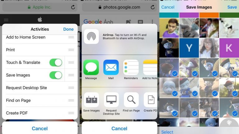 Cách lưu ảnh nhanh, tải nhiều ảnh trên trình duyệt iOS