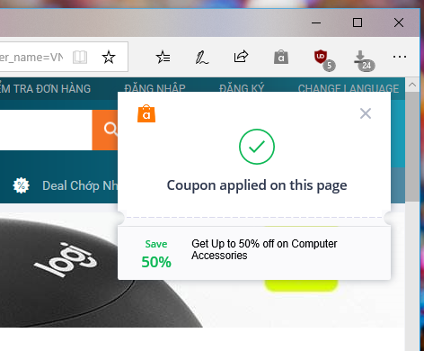 Tìm hàng giảm giá trên Microsoft Edge