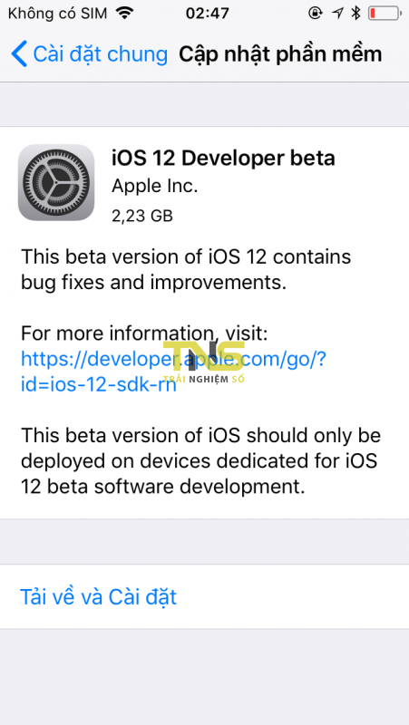 Cách cập nhật lên iOS 12 beta 1