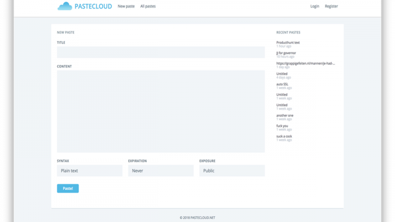 PasteCloud: Dịch vụ miễn phí lưu trữ code, văn bản an toàn
