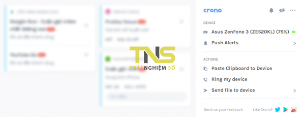 Crono: Xem thông báo, trả lời email, gọi điện, gửi file,… trên Android từ máy tính
