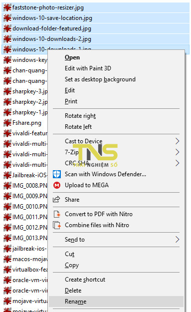 Cách đổi tên cùng lúc nhiều file trên Windows 10