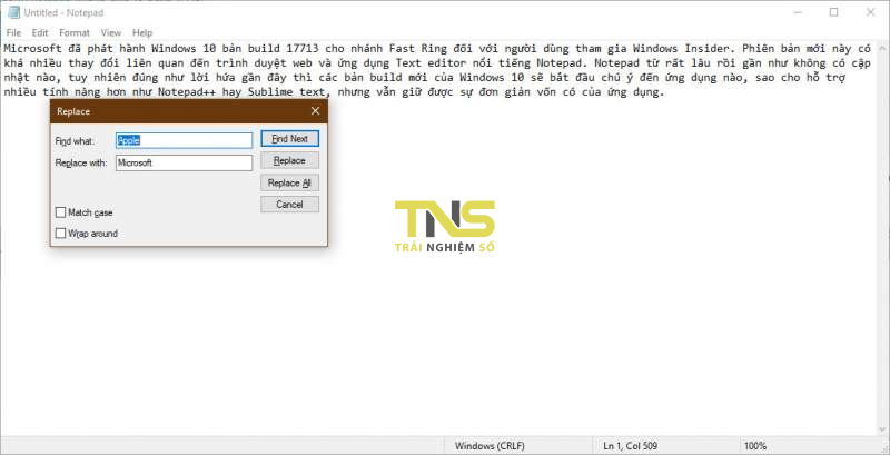 Notepad - những tính năng mới trên phiên bản Windows 10 Build 17713