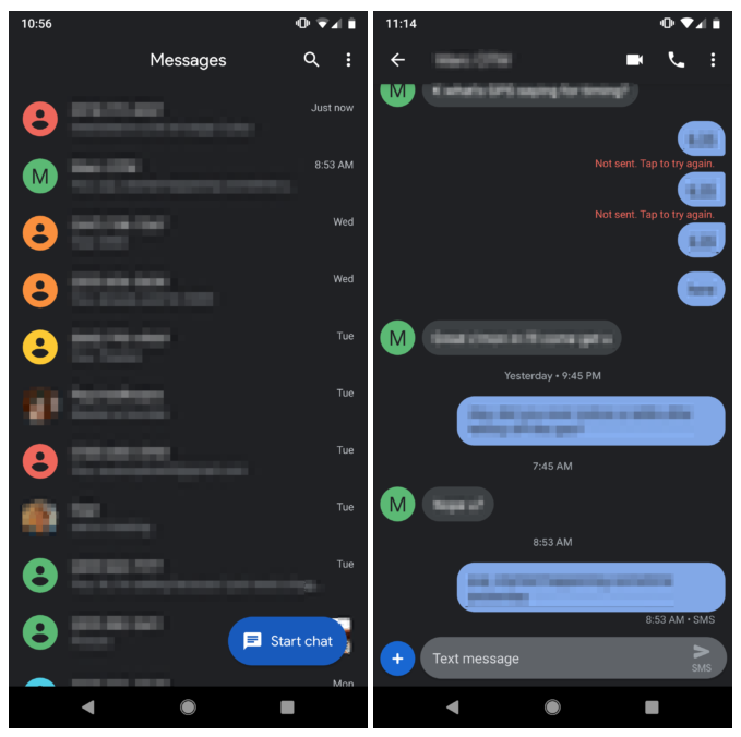 Android Messages v3.5: giao diện Material UI mới, dark mode