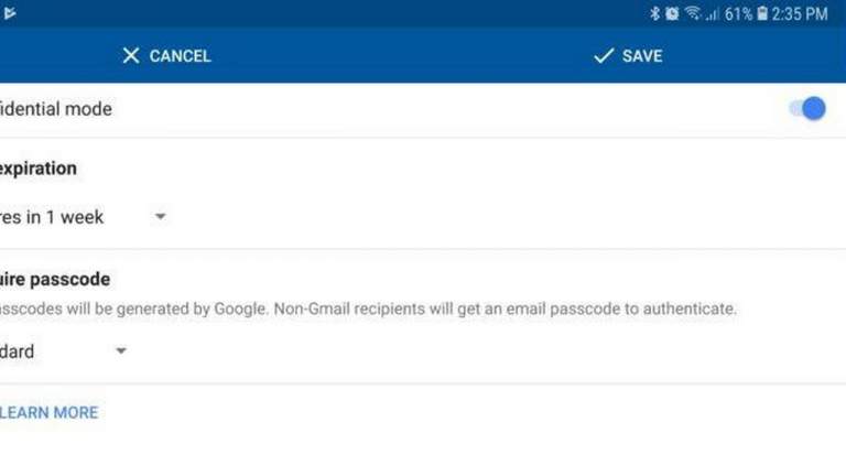 Gmail trên Android đã có tính năng tự huỷ email (Confidential Mode)