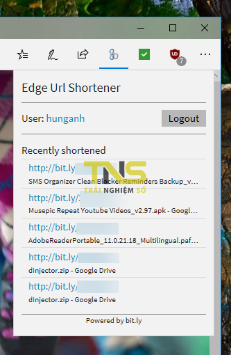 Rút gọn và quản lý link Bit.ly trên Microsoft Edge