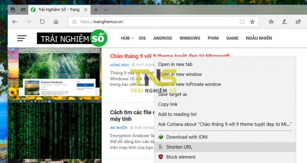 Rút gọn và quản lý link Bit.ly trên Microsoft Edge