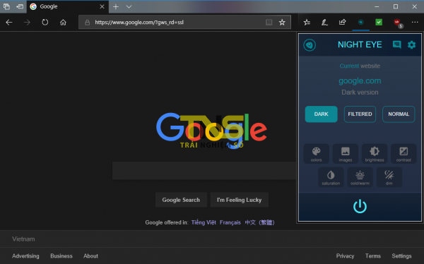 Night Eye: Tiện ích mở rộng chống mỏi mắt khi lướt web đêm