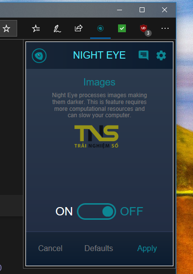 Night Eye: Tiện ích mở rộng chống mỏi mắt khi lướt web đêm