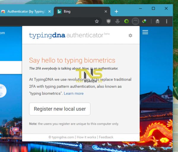TypingDNA: Tiện ích tạo mã xác thực 2 bước “đặc biệt” cho Chrome
