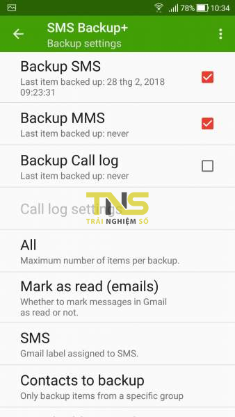 Sao lưu tin nhắn SMS, MMS, nhật ký cuộc gọi tự động lên Gmail, Google Calendar