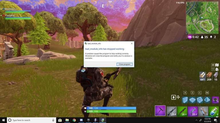 Sửa lỗi Bad_Module_Info trên Windows 10 khi chơi game