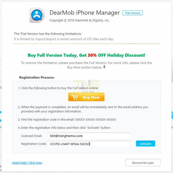 Đang miễn phí ứng dụng quản lý iPhone trị giá 65USD