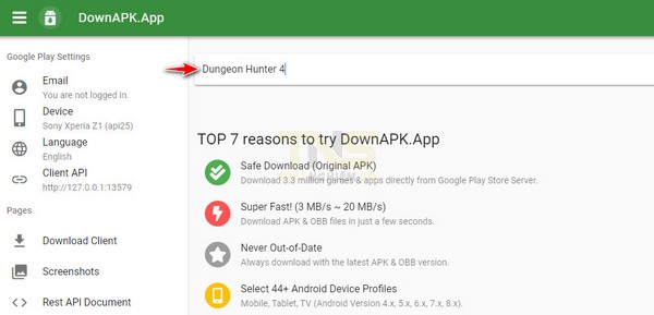 DownAPK.App - công cụ tải file APK từ chính server Google