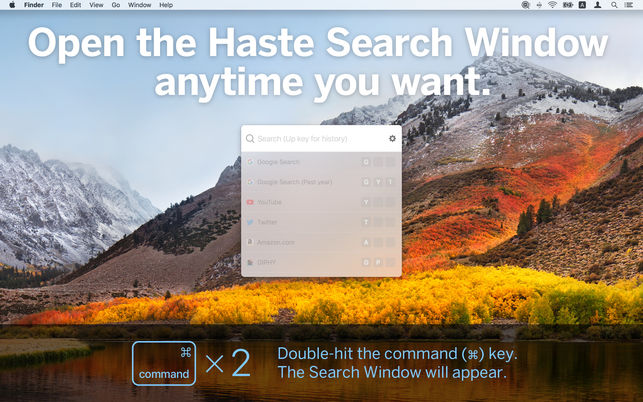 Haste - tìm kiếm trang web tiện lợi trên Mac