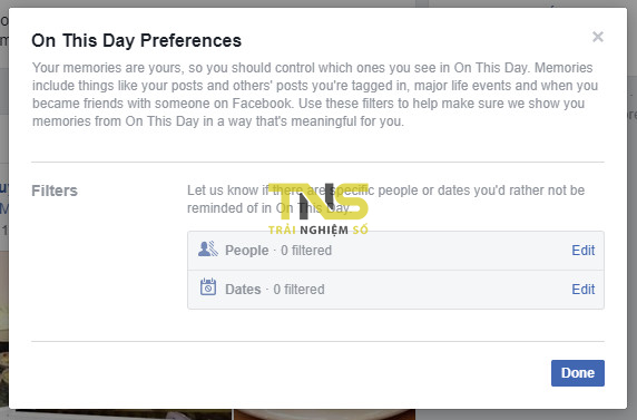 Cách tắt hoặc lọc bớt nội dung kỷ niệm trên Facebook