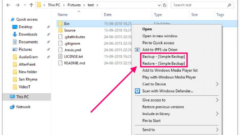 Cách sao lưu nhanh một thư mục trong Windows 10