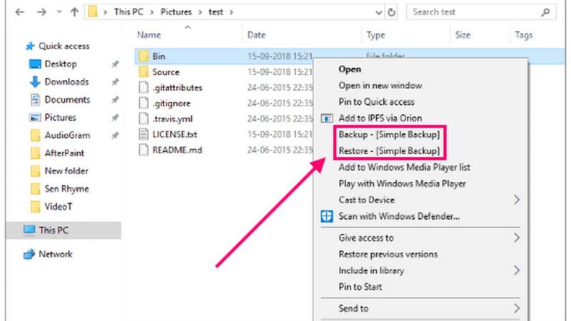 Cách sao lưu nhanh một thư mục trong Windows 10