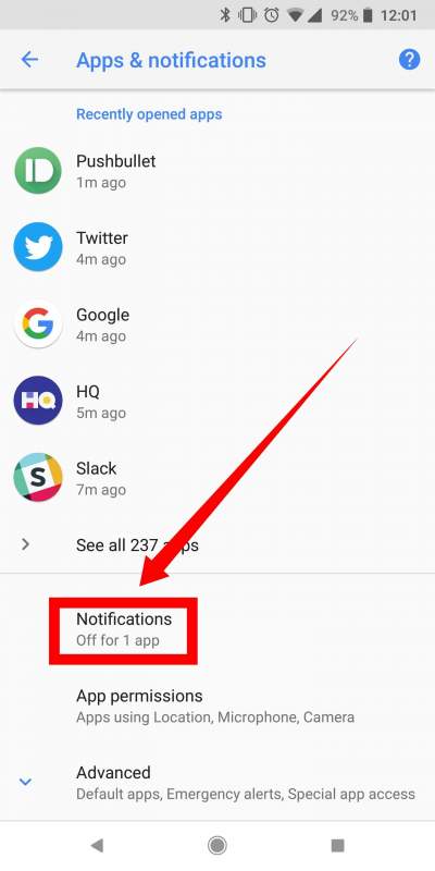 Cách tắt dấu chấm thông báo trên điện thoại Android