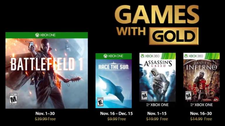 Games with Gold tháng 11/2018: Battlefield 1, Race the Sun và…