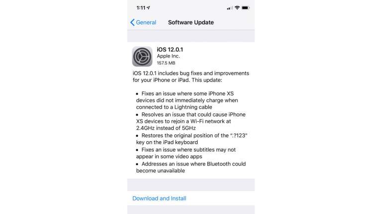Apple phát hành iOS 12.0.1 bản chính thức, sửa lỗi Bluetooth và bắt sóng Wi-Fi yếu