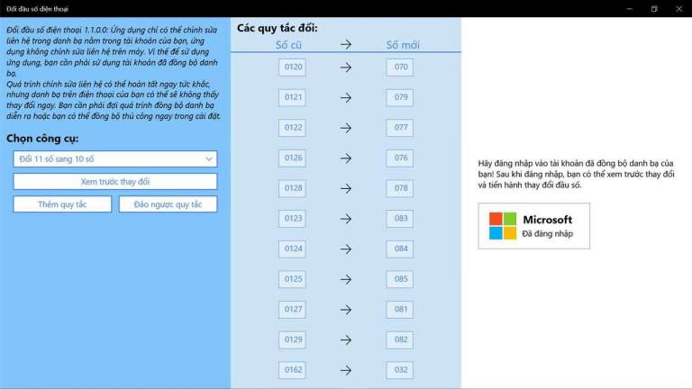 Đổi đầu sim điện thoại 11 số sang 10 số trên Windows 10