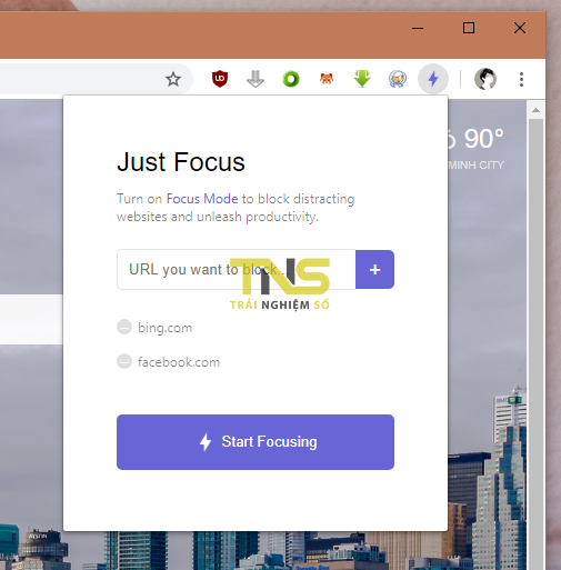 Just Focus: Cách khóa nhanh hàng loạt trang web trên Chrome