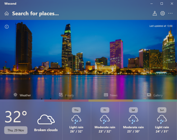 WeaCond: Ứng dụng dự báo thời tiết mới nhất trên Windows 10