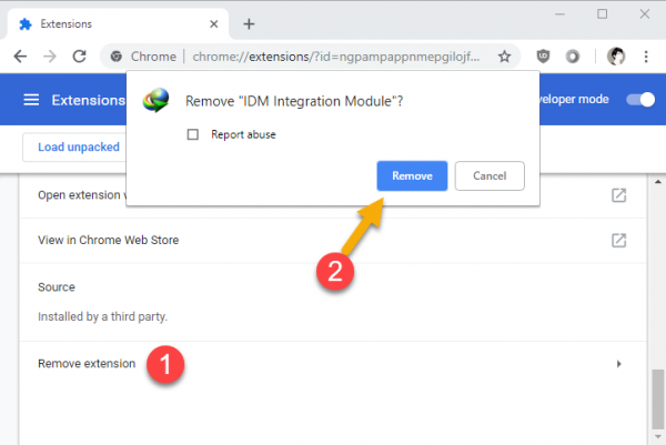 Khắc phục lỗi "This extension may have been corrupted" của IDM trên Chrome