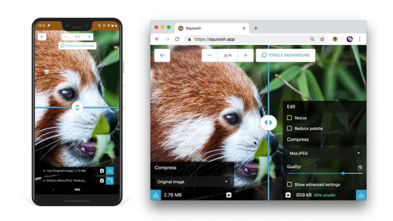 Squoosh – dịch vụ giảm dung lượng ảnh của Google