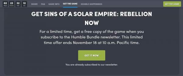Sins of a Solar Empire: Rebellion free Humble Store