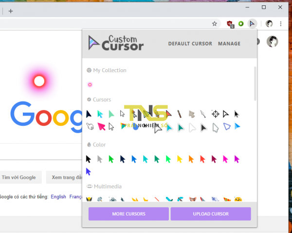 Custom Cursor for Chrome - Cá nhân hoá trỏ chuột trên Chrome