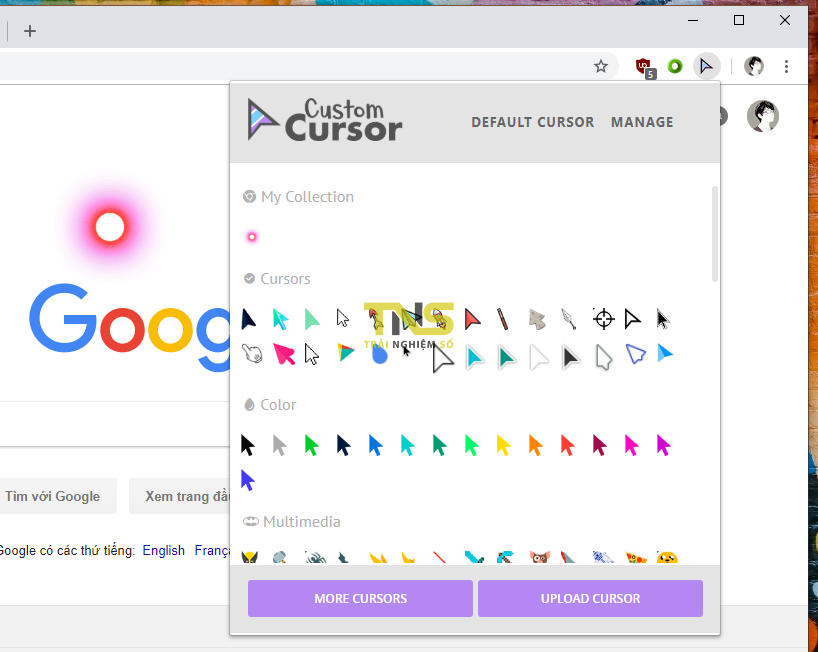 Custom cursor for chrome изменить курсор