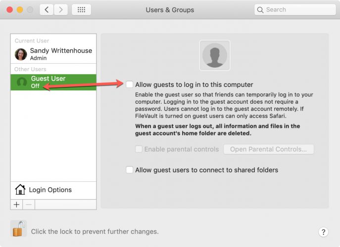 Cách tắt tài khoản Guest trên máy Mac