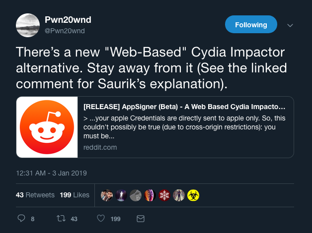 Saurik cảnh báo về AppSigner, ứng dụng thay thế Cydia Impactor