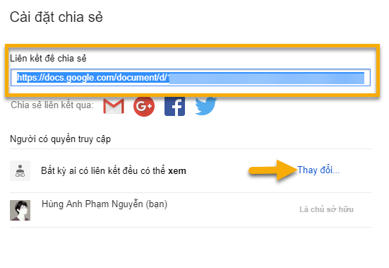 Cách lấy link chia sẻ Google Docs trong định dạng Docx, PDF