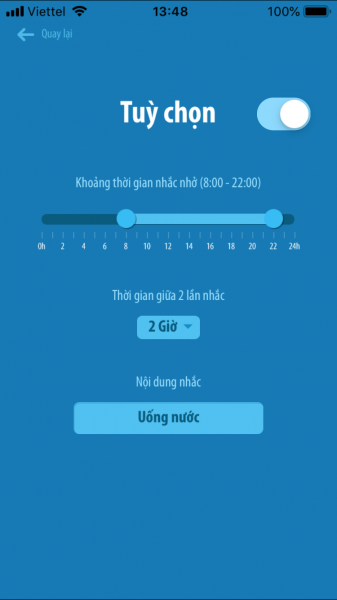 Ứng dụng nhắc nhở uống nước miễn phí trên iOS, Android có hỗ trợ tiếng Việt