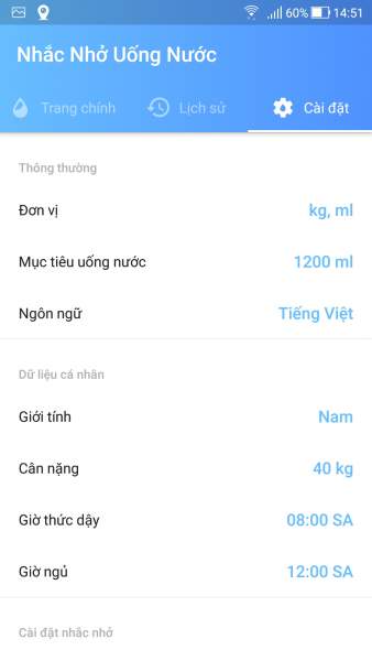 Ứng dụng nhắc nhở uống nước miễn phí trên iOS, Android có hỗ trợ tiếng Việt
