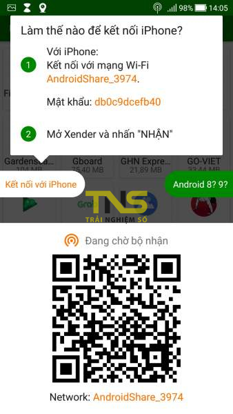 Dùng Xender chia sẻ file không giới hạn đến thiết bị nhận không có mạng