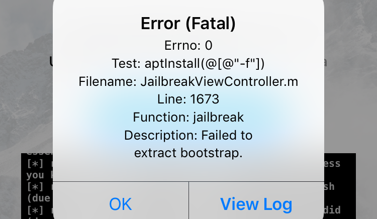 Cách sửa lỗi Error (Fatal) khi jailbreak iOS 12 bằng unc0ver